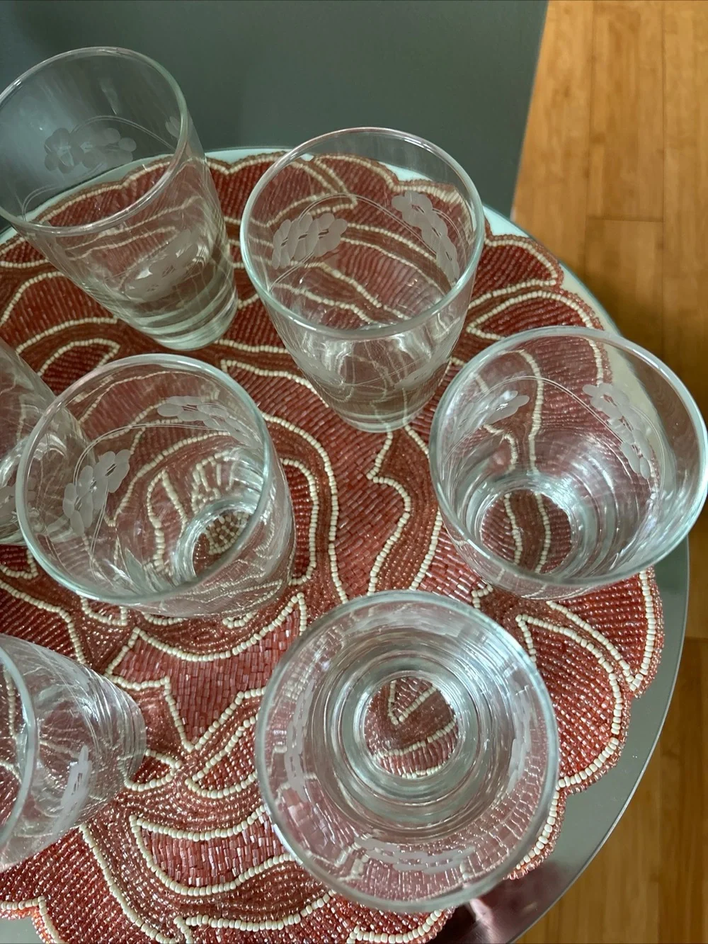 Libbey Clear Etched Floral Tumblers - Set of 8